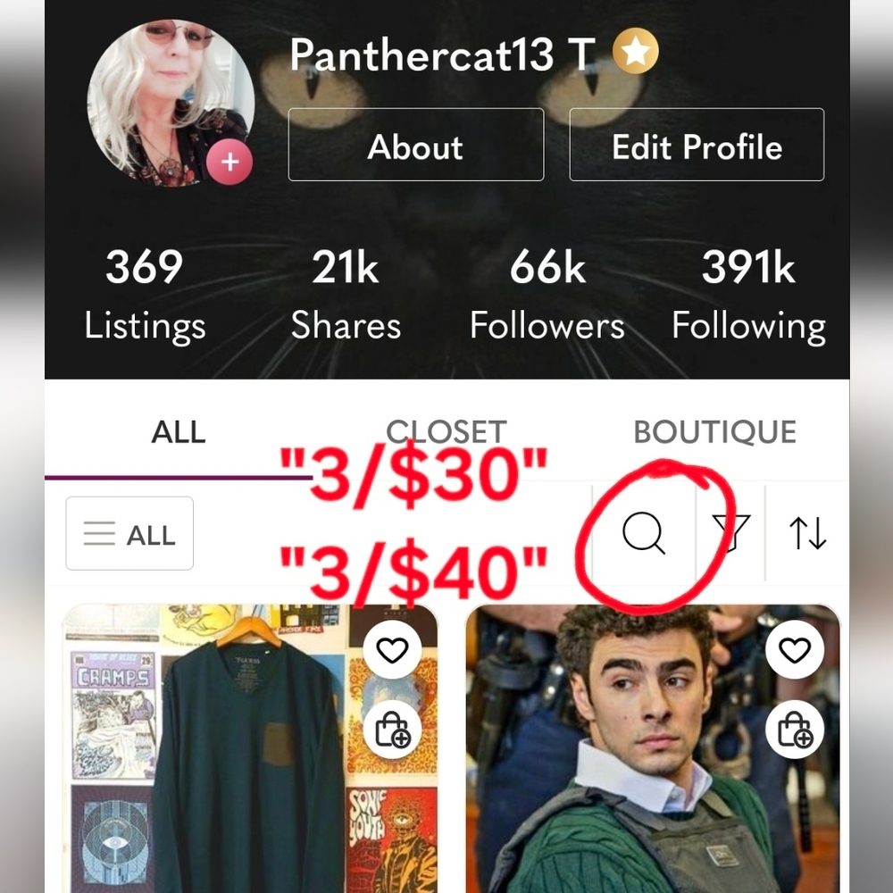 3/$30 & 3/$40 Search My Closet